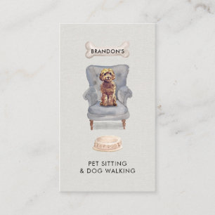 Carte De Visite Garde d'animaux à l'aquarelle Promeneur de chiens