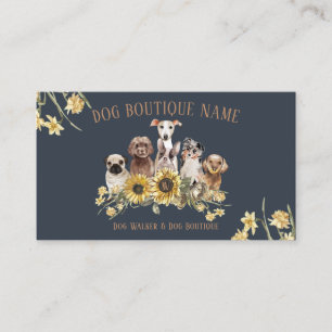 Carte De Visite Garde d'animaux Brun Marine Tournesol Chiens