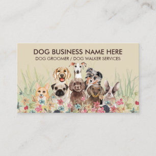 Carte De Visite Garde d'animaux Crème Beige Promeneur pour chien