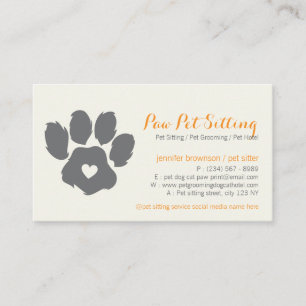 Carte De Visite Garde d'animaux Gris Jaune Réseaux Sociaux Chien C