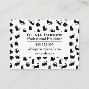 Carte De Visite Garde d'animaux professionnelle motif Chat Noir