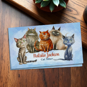 Carte De Visite Garde de chats - Chats aquarelle adorables