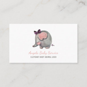 Carte De Visite Garde d'enfants bébé éléphant rose Garderie crèche