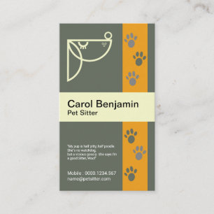 Carte De Visite Garde d'enfants élégante d'animal familier de voie