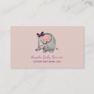 Carte De Visite Garde d'enfants éléphant rose Professeur de garder
