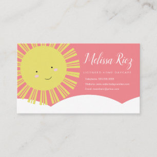 Carte De Visite Garde d'enfants Garderie Enfants Rose Soleil