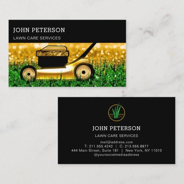 Carte De Visite Garde-pelouse Jardinage Services de coupe d'herbe  (Devant / Derrière)