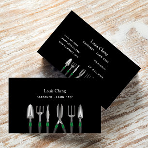 Carte De Visite Garderie de pelouse outils de jardin noir
