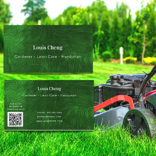 Carte De Visite Garderie de pelouse tondeuse à gazon handyman QR c