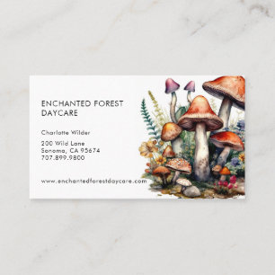 Carte De Visite Garderie pour enfants de champignons de forêt ench
