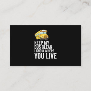 Carte De Visite Gardez mon bus propre Je sais où vous habitez