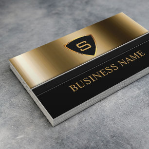Carte De Visite Gardien de sécurité Gold Shield Monogramme moderne