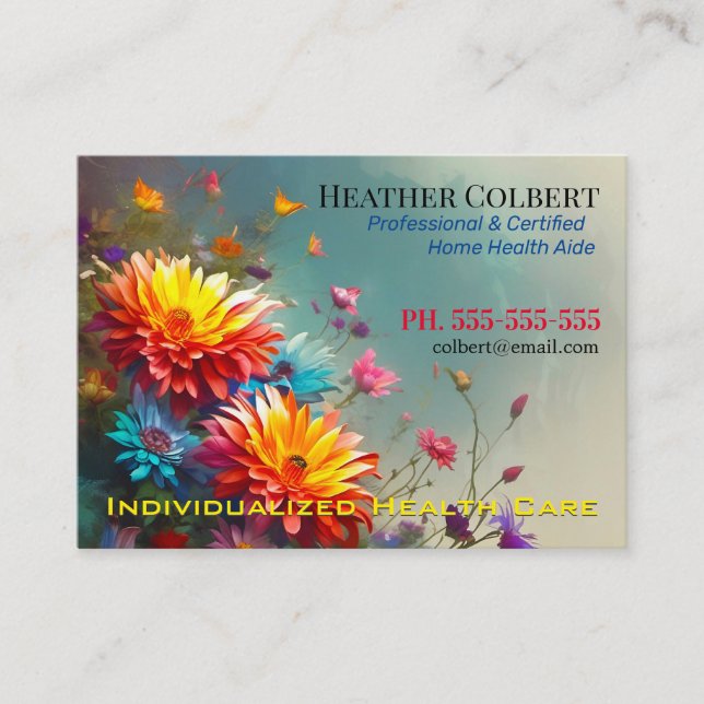 Carte De Visite Gardien professionnel joyeux floral certifié (Devant)
