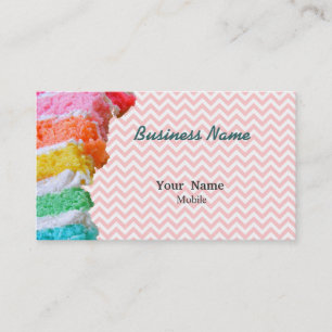 Carte De Visite Gâteau Arc-en-ciel Chevron Rose