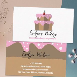 Carte De Visite Gâteau avec glaçage rose cerise Boulangerie maison