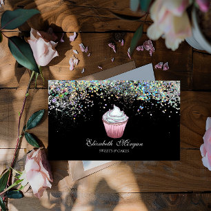 Carte De Visite Gâteau Coloré Confetti, Noir