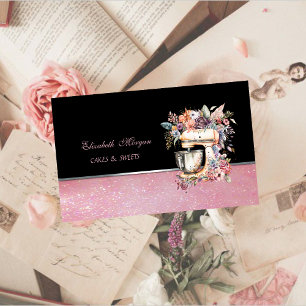 Carte De Visite Gâteau Cupcake de pâtisserie mélangeur floral mign