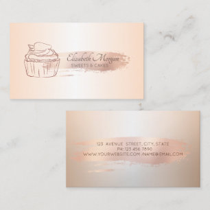 Carte De Visite Gâteau Cupcake Pailleté Rose Gold Coup de Pinceau