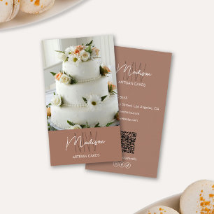 Carte De Visite Gâteau de boulangerie avec logo monogramme marron