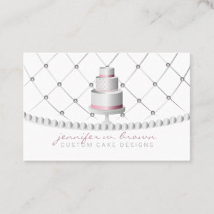 Carte De Visite Gâteau de mariage rose gris pour anniversaire de p