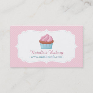 Carte De Visite Gâteau Élégant Aquarelle Cupcake Patisserie Rose