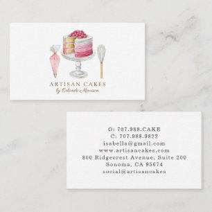 Carte De Visite Gâteau Élégant Boulangerie de gâteau aquarelle