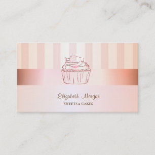 Carte De Visite Gâteau élégant moderne et élégant rayé