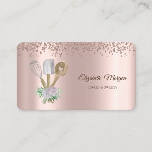 Carte De Visite Gâteau élégant moderne or rose, Sucreries, Bus de