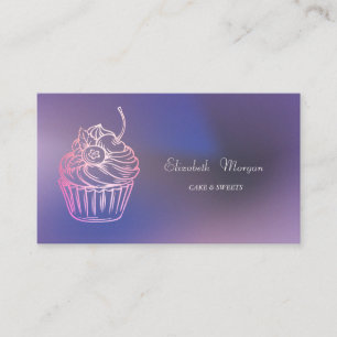 Carte De Visite Gâteau élégant moderne sucreries, Cupcake Violet