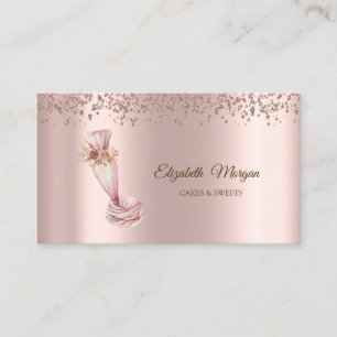 Carte De Visite Gâteau Élégant Rose Gold, Friandises, Outil de Pât