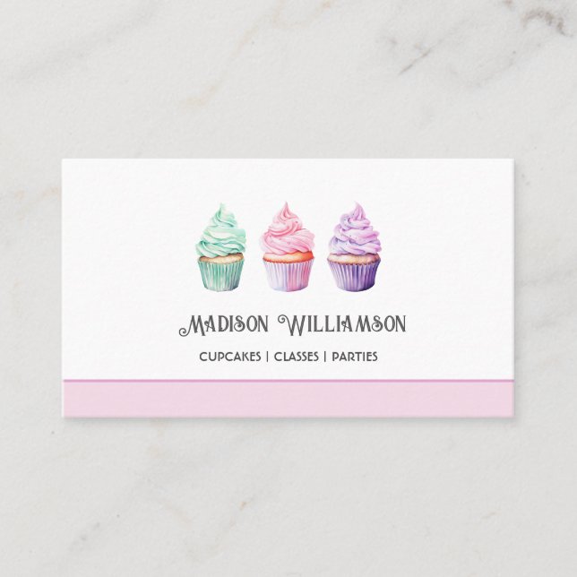 Carte De Visite Gâteau en Cup Bakery | Cuisinier Boulanger Traiteu (Devant)