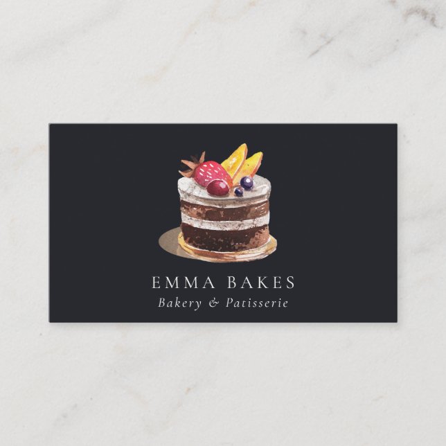CARTE DE VISITE GÂTEAU FLORAL AUX FRUITS NOIRS PATISSERIE CUPCAKE  (Devant)