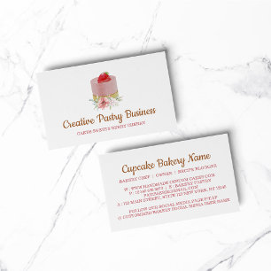 Carte De Visite Gâteau fraise rose pâtisserie