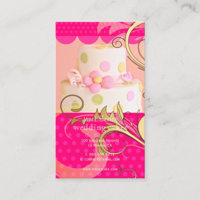 Carte De Visite Gâteau Mariage rose/boulangerie/pâtisserie (Devant)