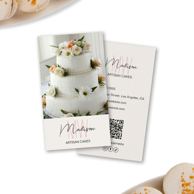 Carte De Visite Gâteau Monogram Logo Bakery (Monogram Logo Bakery Cake Business Card)