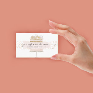 Carte De Visite Gâteau Rose Pailleté Boulangerie Pâtisserie Floral