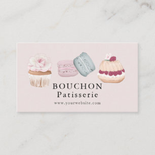 Carte De Visite Gâteau sucré Macaron Cupcake Pink Bakery