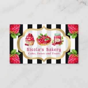 Carte De Visite Gâteaux à l'aquarelle au framboise et Boulangerie 