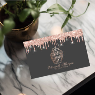Carte De Visite Gâteaux Chic Sweets Rose Gold Drips Boulangerie