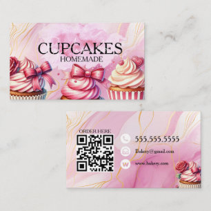 Carte De Visite Gâteaux cup cakes Boulangerie Traités Rose