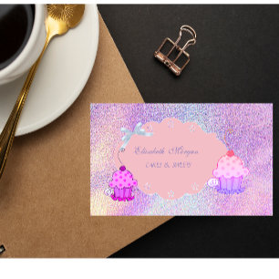 Carte De Visite Gâteaux Cupcake Holographique Moderne Féminin Mign