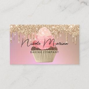 Carte De Visite Gâteaux de Luxe Pâtisserie Chef Cupcake Or Rose Pa