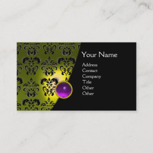 Carte De Visite GEM DAMASK MONOGRAM jaune mauve améthyste