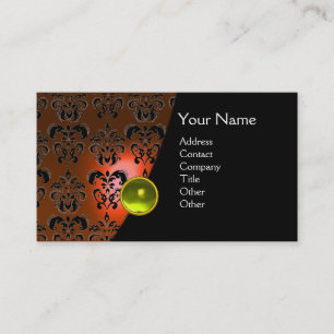 Carte De Visite GEM DAMASK MONOGRAS orange topaz jaune