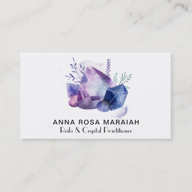Carte De Visite * Gemme de cristal de Reiki d'univers d'aquarelle (Devant)