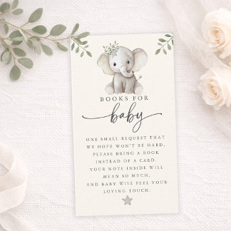 Carte De Visite Gender Neutral Cute Elephant Books for Baby Card