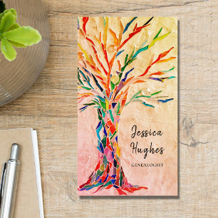 Carte De Visite Genealogist arbre généalogique Beige