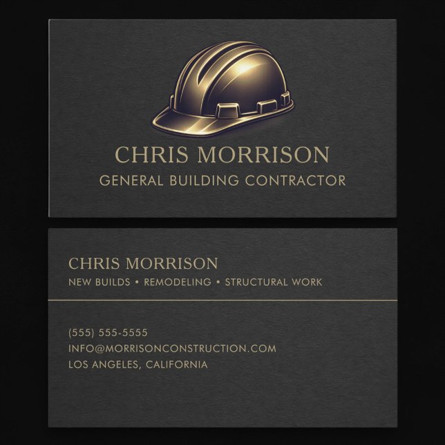 Carte De Visite General Building Contractor Hard Hat Professional (Créateur téléchargé)