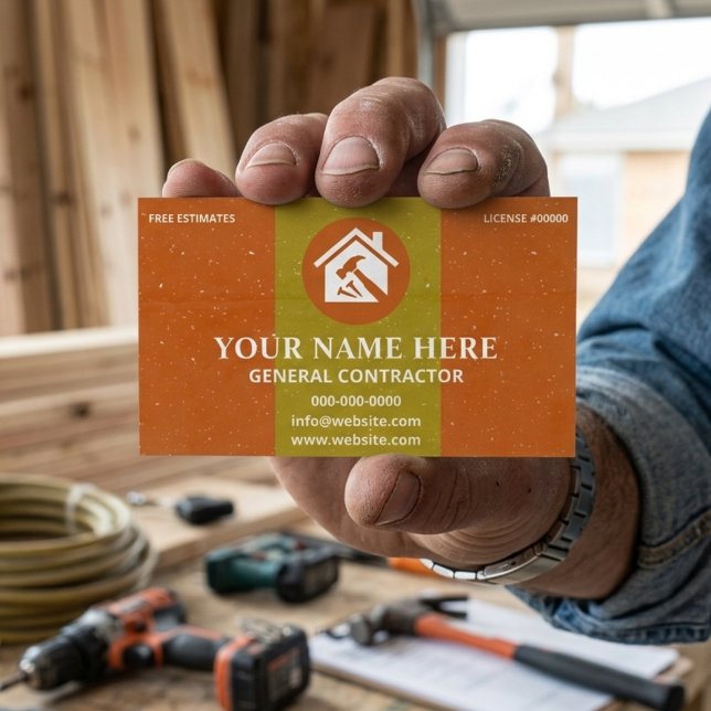 Carte De Visite General Contractor Rustic Orange & Yellow Texture (Créateur téléchargé)