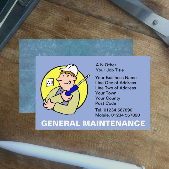Carte De Visite General Maintenance Cartoon Business Card (Créateur téléchargé)